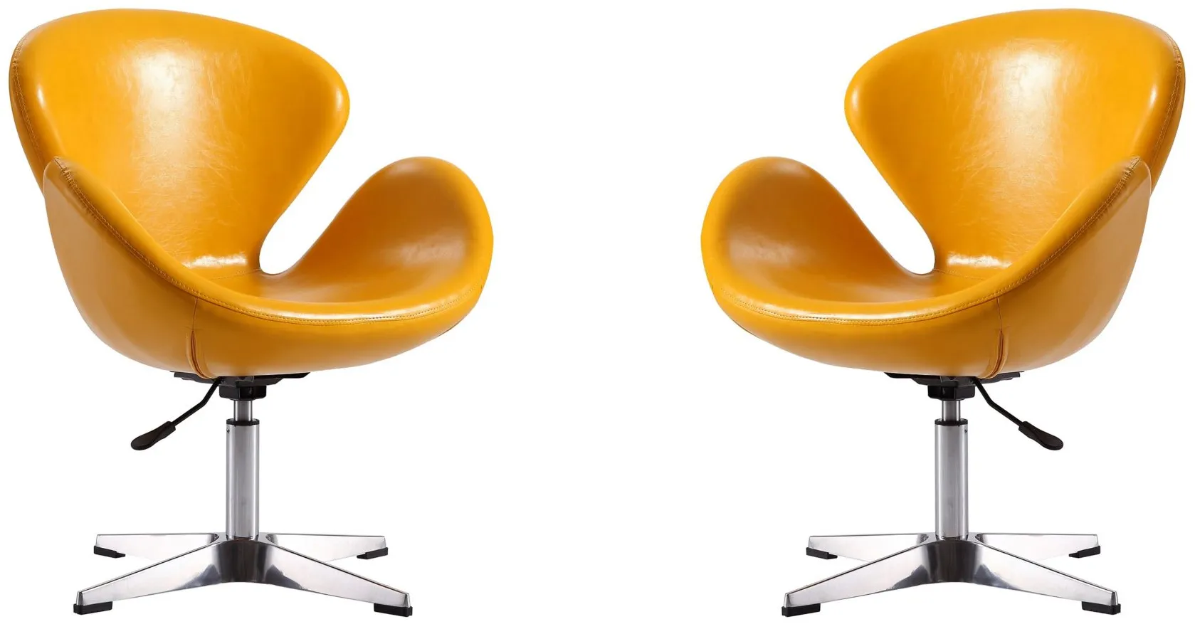 Raspberry Adjustable Swivel Chair (Set of 2) in Yellow and Polished Chrome by Manhattan Comfort