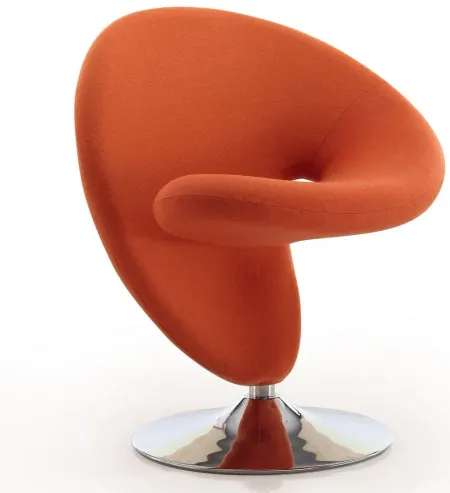 Curl Swivel Accent Chair (Set of 2) in Orange and Polished Chrome by Manhattan Comfort