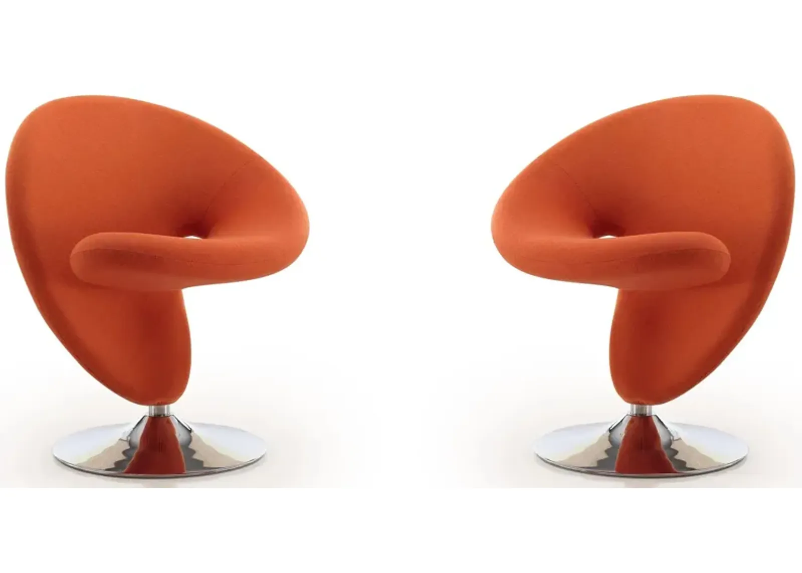 Curl Swivel Accent Chair (Set of 2) in Orange and Polished Chrome by Manhattan Comfort