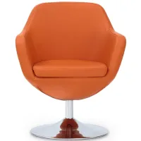 Caisson Swivel Accent Chair in Orange and Polished Chrome by Manhattan Comfort