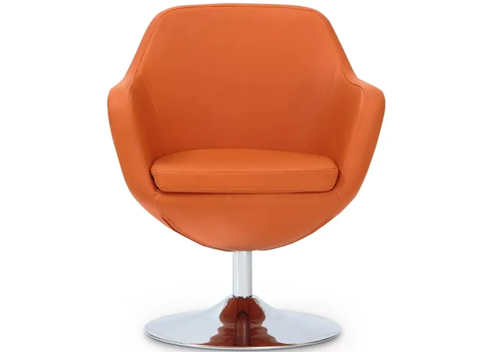 Caisson Swivel Accent Chair in Orange and Polished Chrome by Manhattan Comfort