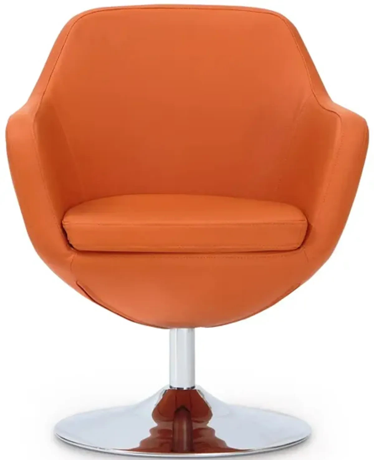 Caisson Swivel Accent Chair in Orange and Polished Chrome by Manhattan Comfort