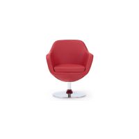 Caisson Swivel Accent Chair in Red and Polished Chrome by Manhattan Comfort