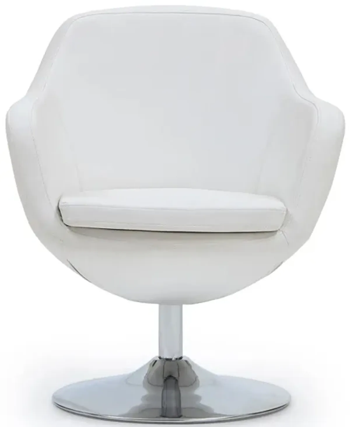 Caisson Accent Chair in White and Polished Chrome by Manhattan Comfort