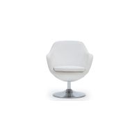 Caisson Accent Chair in White and Polished Chrome by Manhattan Comfort