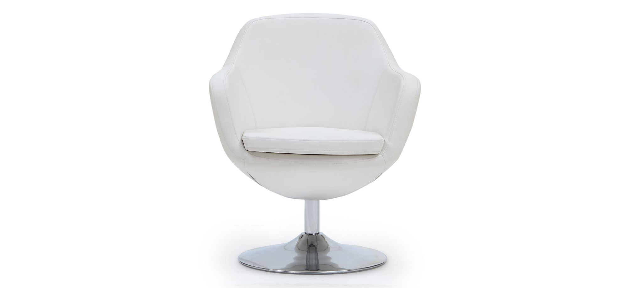 Caisson Accent Chair in White and Polished Chrome by Manhattan Comfort