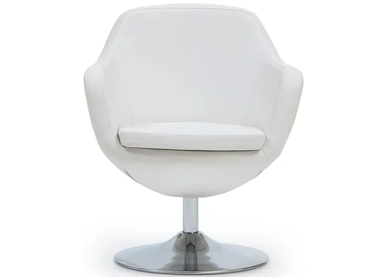 Caisson Accent Chair in White and Polished Chrome by Manhattan Comfort