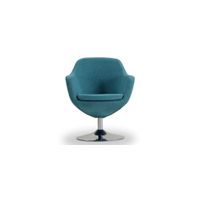 Caisson Swivel Accent Chair in Blue and Polished Chrome by Manhattan Comfort
