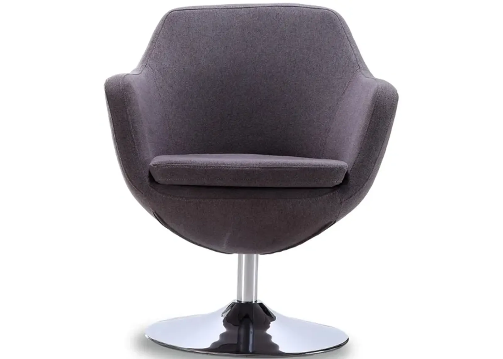 Caisson Swivel Accent Chair in Grey and Polished Chrome by Manhattan Comfort