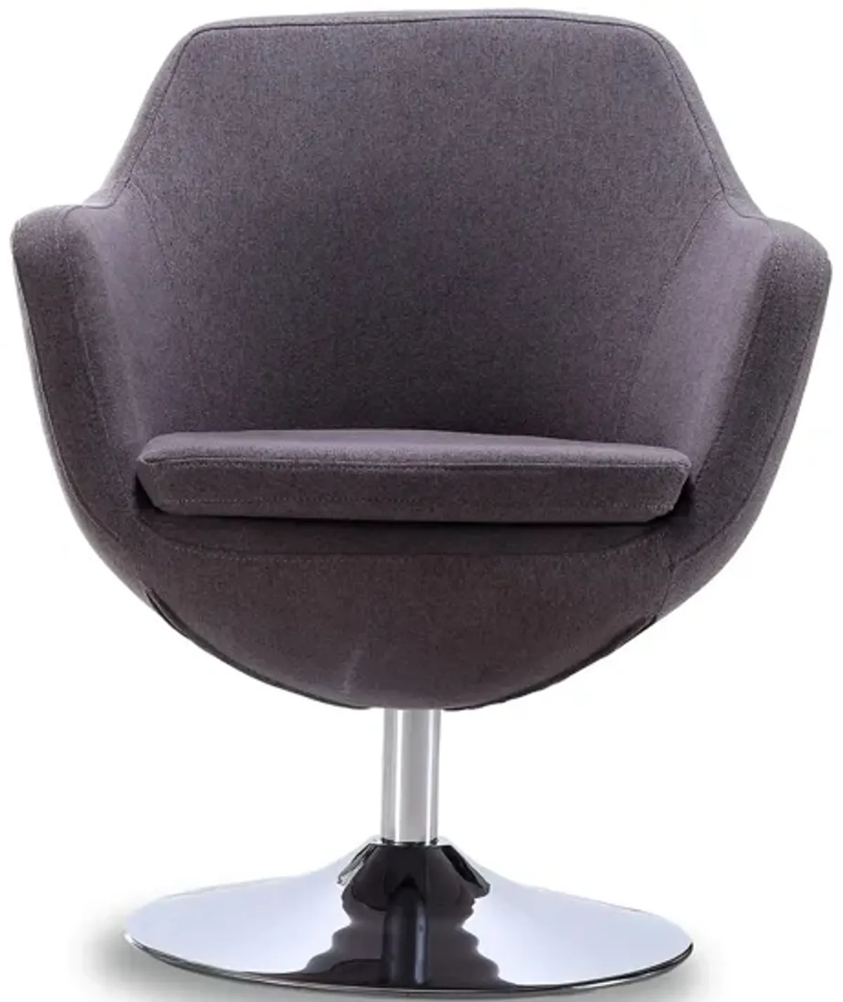 Caisson Swivel Accent Chair in Grey and Polished Chrome by Manhattan Comfort