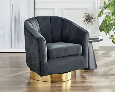 Natasha Swivel Accent Chair in Alamo Black by New Pacific Direct