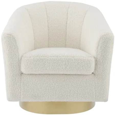 Natasha Swivel Accent Chair in Shearling Beige by New Pacific Direct