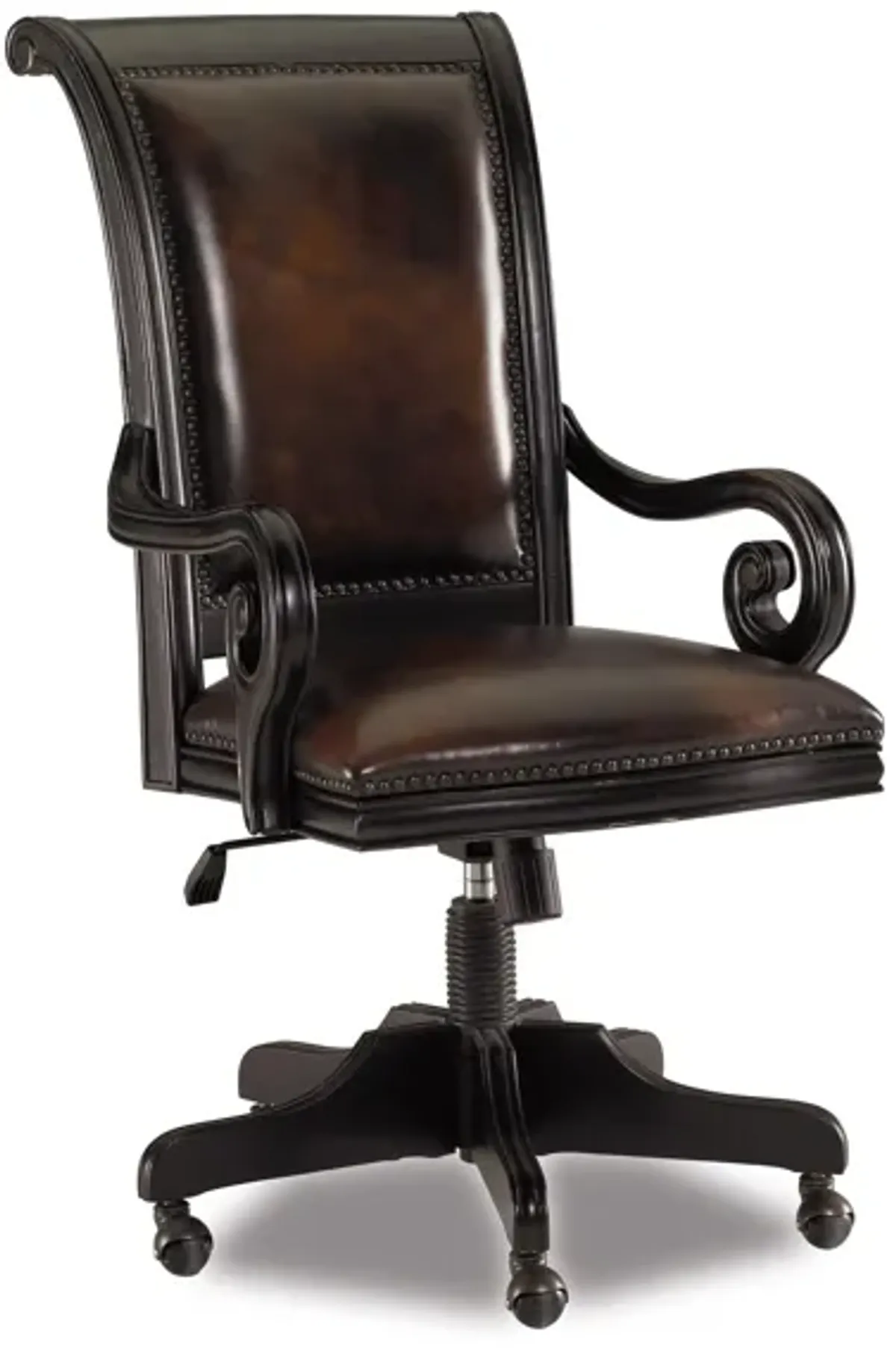 Telluride Tilt Swivel Chair in Black Finish with Reddish Brown Rub-Thro by Hooker Furniture