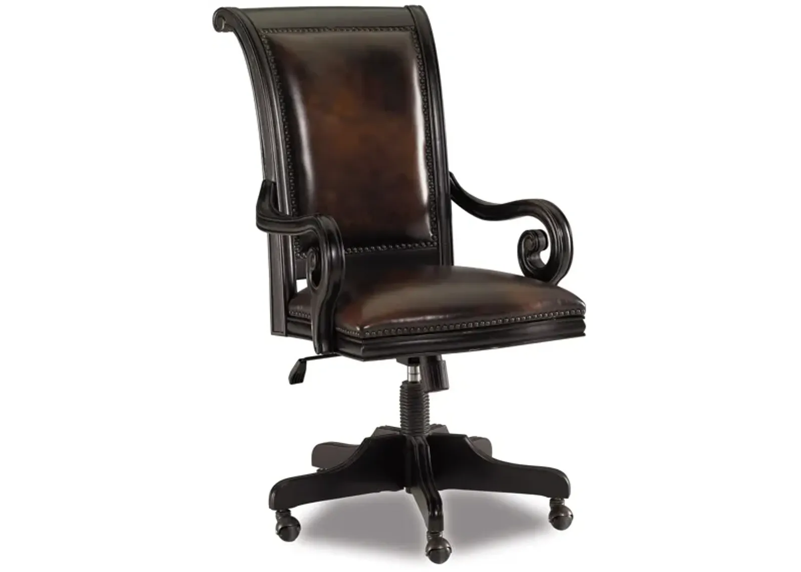 Telluride Tilt Swivel Chair in Black Finish with Reddish Brown Rub-Thro by Hooker Furniture