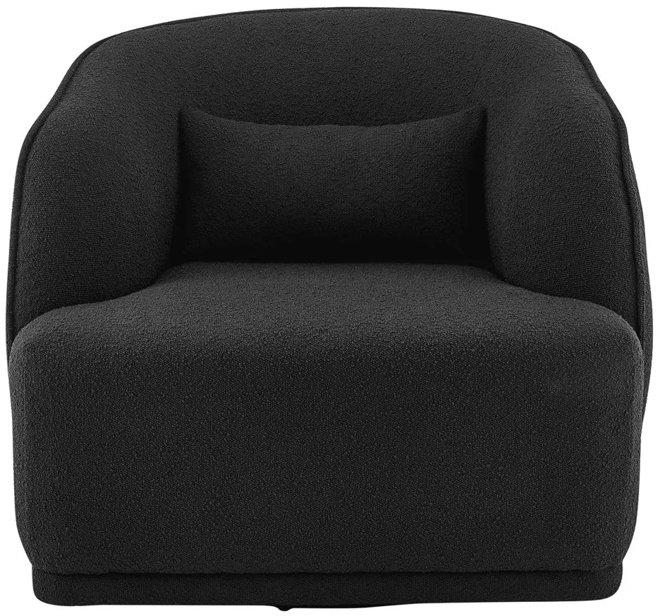 Steward Swivel Accent Chair in Boucle Black by New Pacific Direct