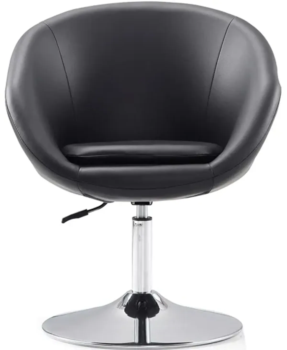 Hopper Swivel Adjustable Height Chair in Black and Polished Chrome by Manhattan Comfort