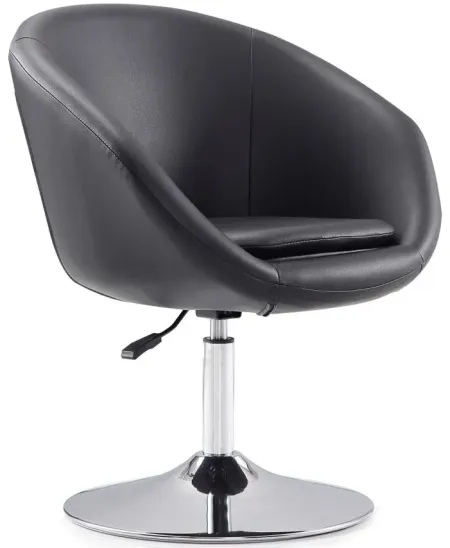 Hopper Swivel Adjustable Height Chair in Black and Polished Chrome by Manhattan Comfort