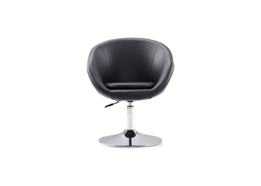 Hopper Swivel Adjustable Height Chair in Black and Polished Chrome by Manhattan Comfort