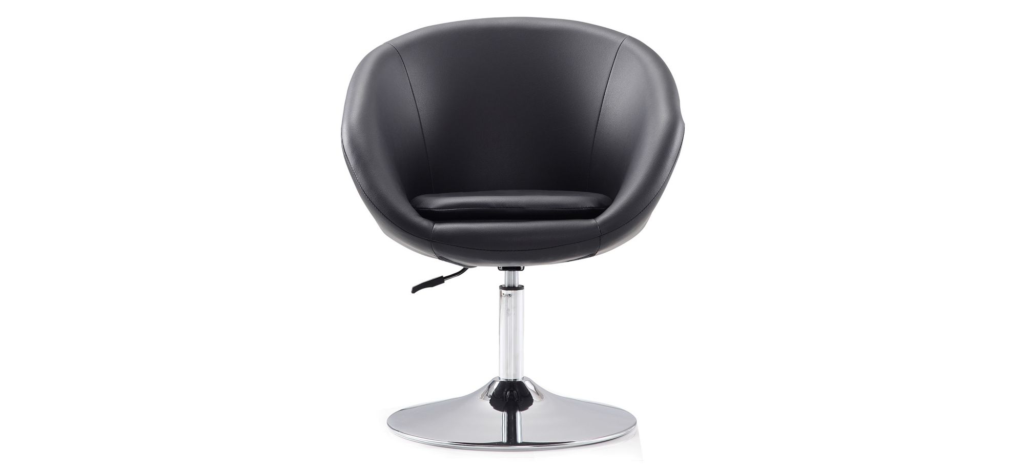 Hopper Swivel Adjustable Height Chair in Black and Polished Chrome by Manhattan Comfort