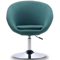 Hopper Swivel Adjustable Height Chair in Sky Blue and Polished Chrome by Manhattan Comfort