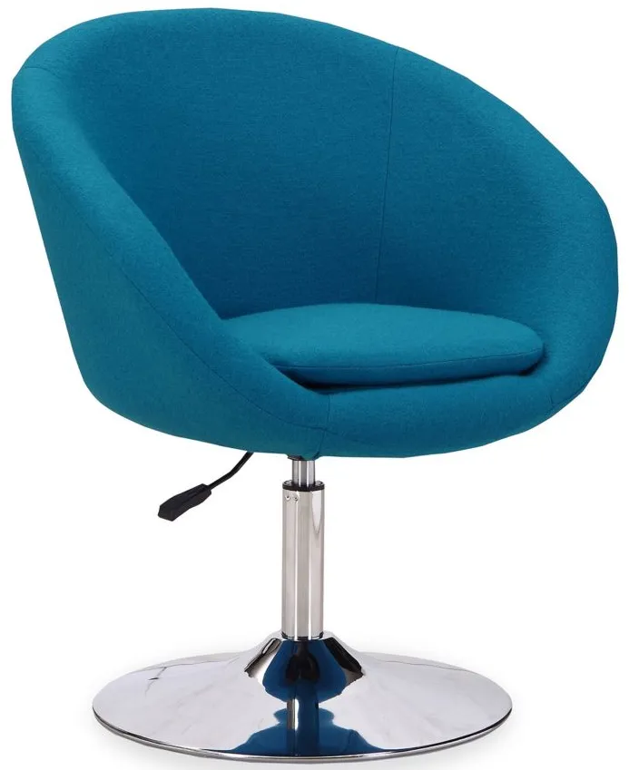 Hopper Swivel Adjustable Height Chair in Blue and Polished Chrome by Manhattan Comfort