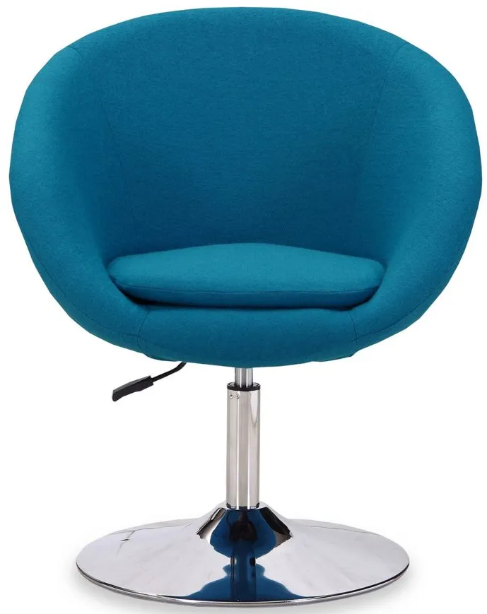 Hopper Swivel Adjustable Height Chair in Blue and Polished Chrome by Manhattan Comfort