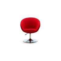 Hopper Swivel Adjustable Height Chair in Red and Polished Chrome by Manhattan Comfort