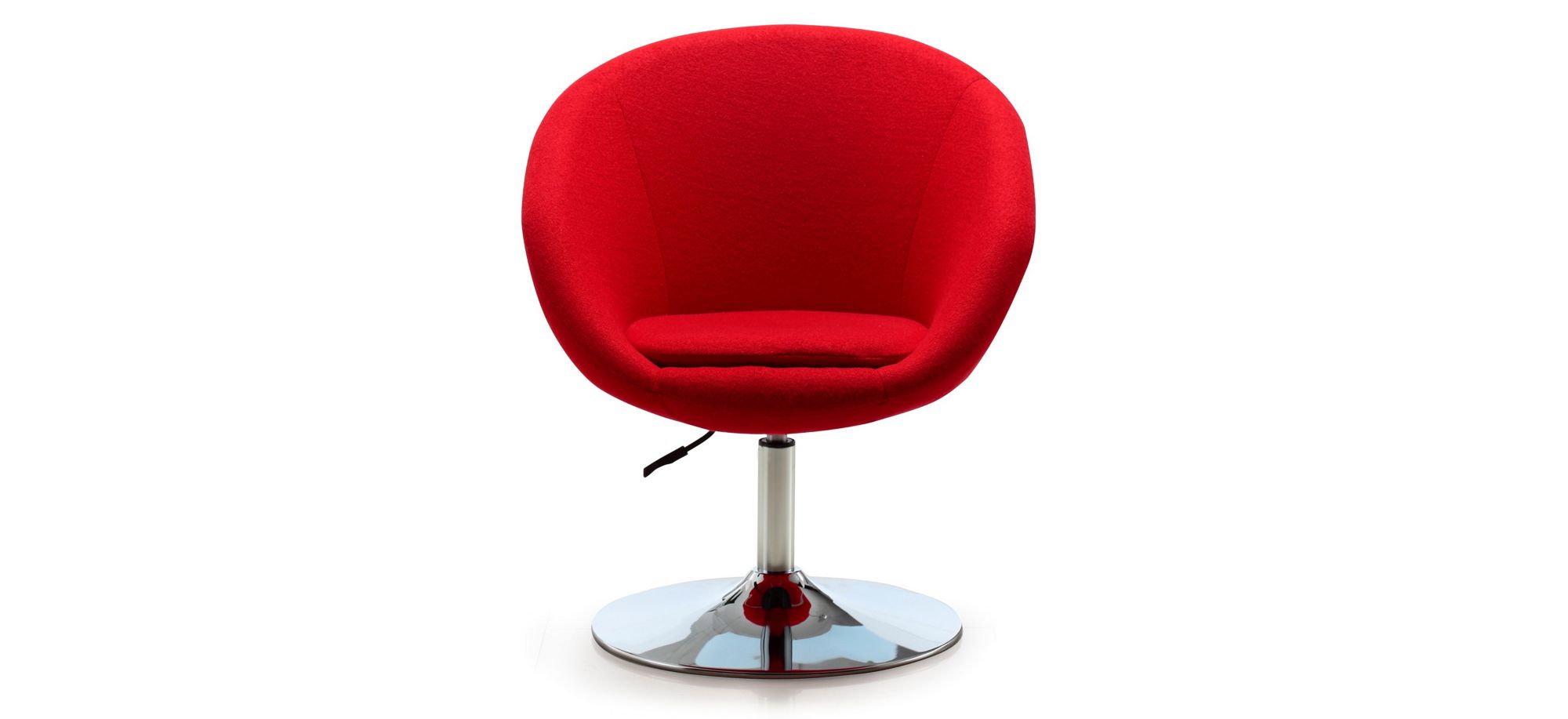 Hopper Swivel Adjustable Height Chair in Red and Polished Chrome by Manhattan Comfort