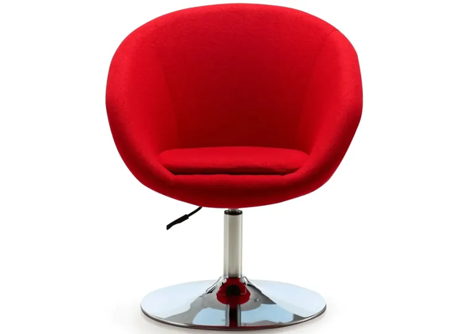 Hopper Swivel Adjustable Height Chair in Red and Polished Chrome by Manhattan Comfort