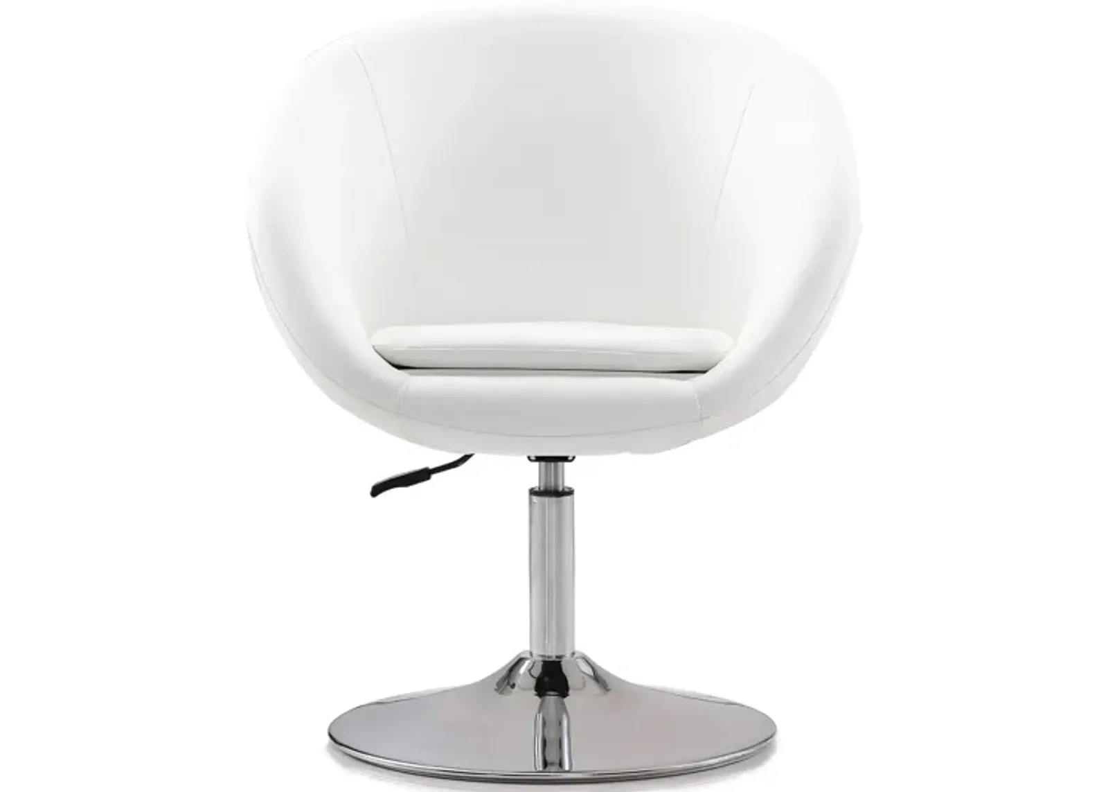 Hopper Swivel Adjustable Height Chair in White and Polished Chrome by Manhattan Comfort