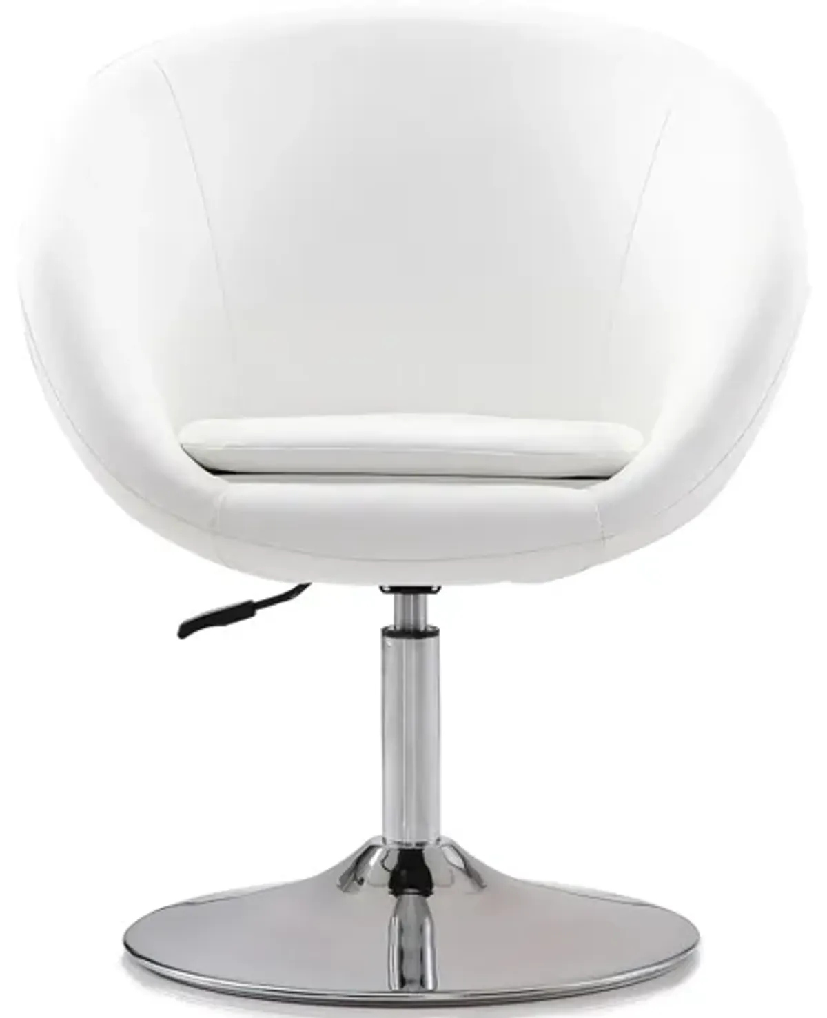 Hopper Swivel Adjustable Height Chair in White and Polished Chrome by Manhattan Comfort