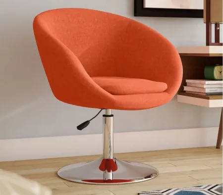 Hopper Swivel Adjustable Height Chair in Orange and Polished Chrome by Manhattan Comfort
