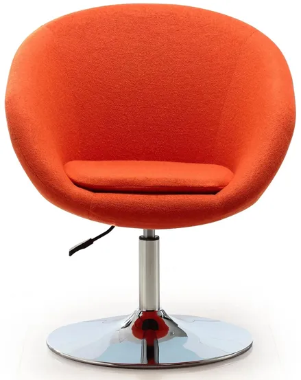 Hopper Swivel Adjustable Height Chair in Orange and Polished Chrome by Manhattan Comfort