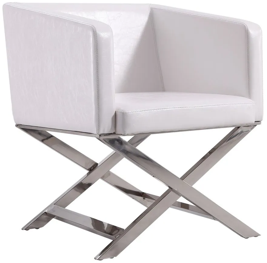 Hollywood Lounge Accent Chair (Set of 2) in White and Polished Chrome by Manhattan Comfort