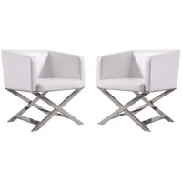 Hollywood Lounge Accent Chair (Set of 2) in White and Polished Chrome by Manhattan Comfort