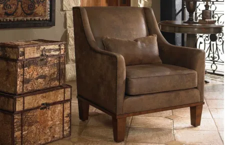 Clay Faux Leather Accent Chair in Brown by Uttermost