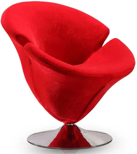 Tulip Swivel Accent Chair (Set of 2) in Red and Polished Chrome by Manhattan Comfort