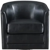 Milo Swivel Accent Chair in Classic Black by Emerald Home Furnishings