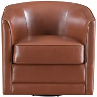 Milo Swivel Accent Chair in Chestnut Brown by Emerald Home Furnishings