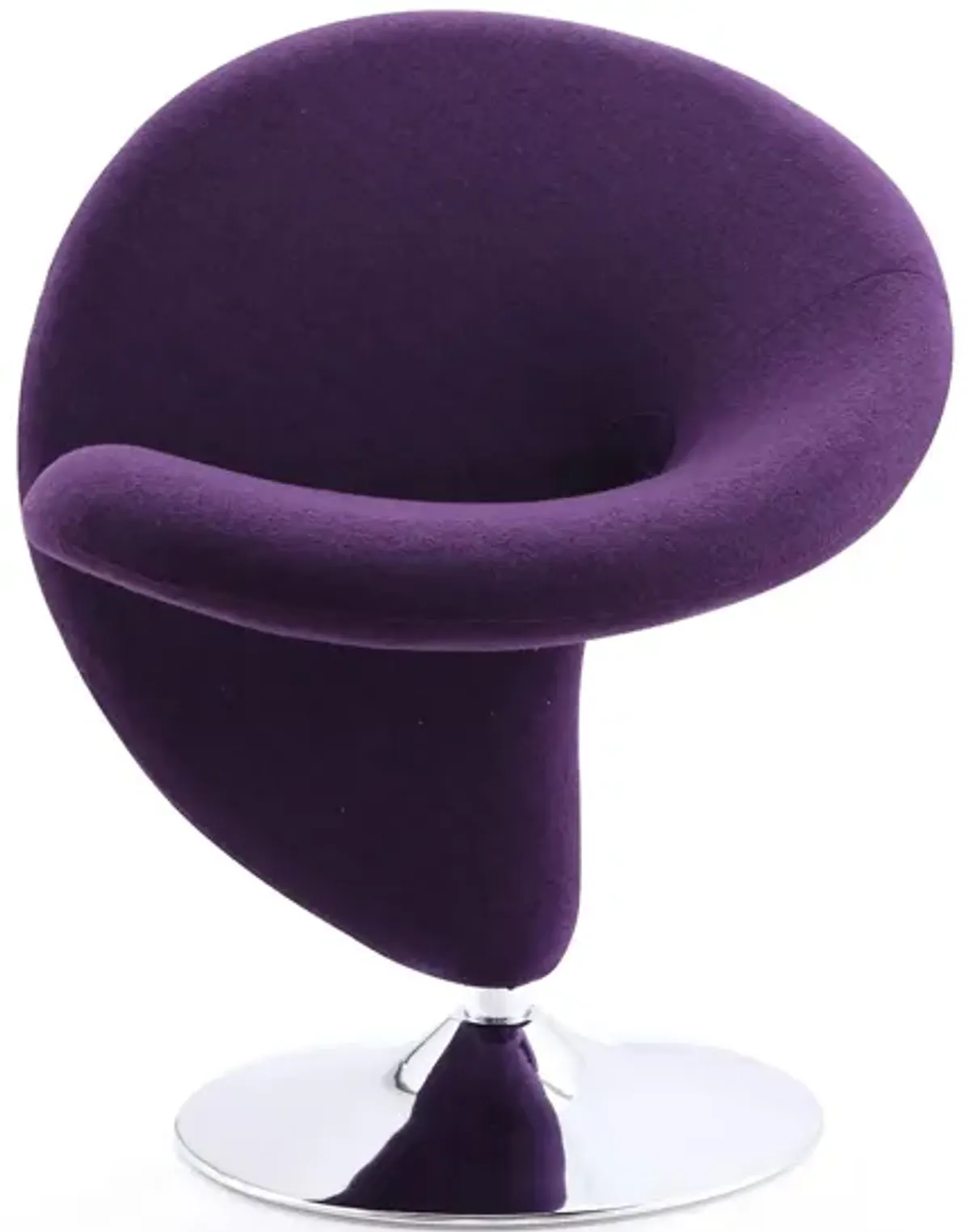 Curl Swivel Accent Chair in Purple and Polished Chrome by Manhattan Comfort