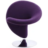 Curl Swivel Accent Chair in Purple and Polished Chrome by Manhattan Comfort