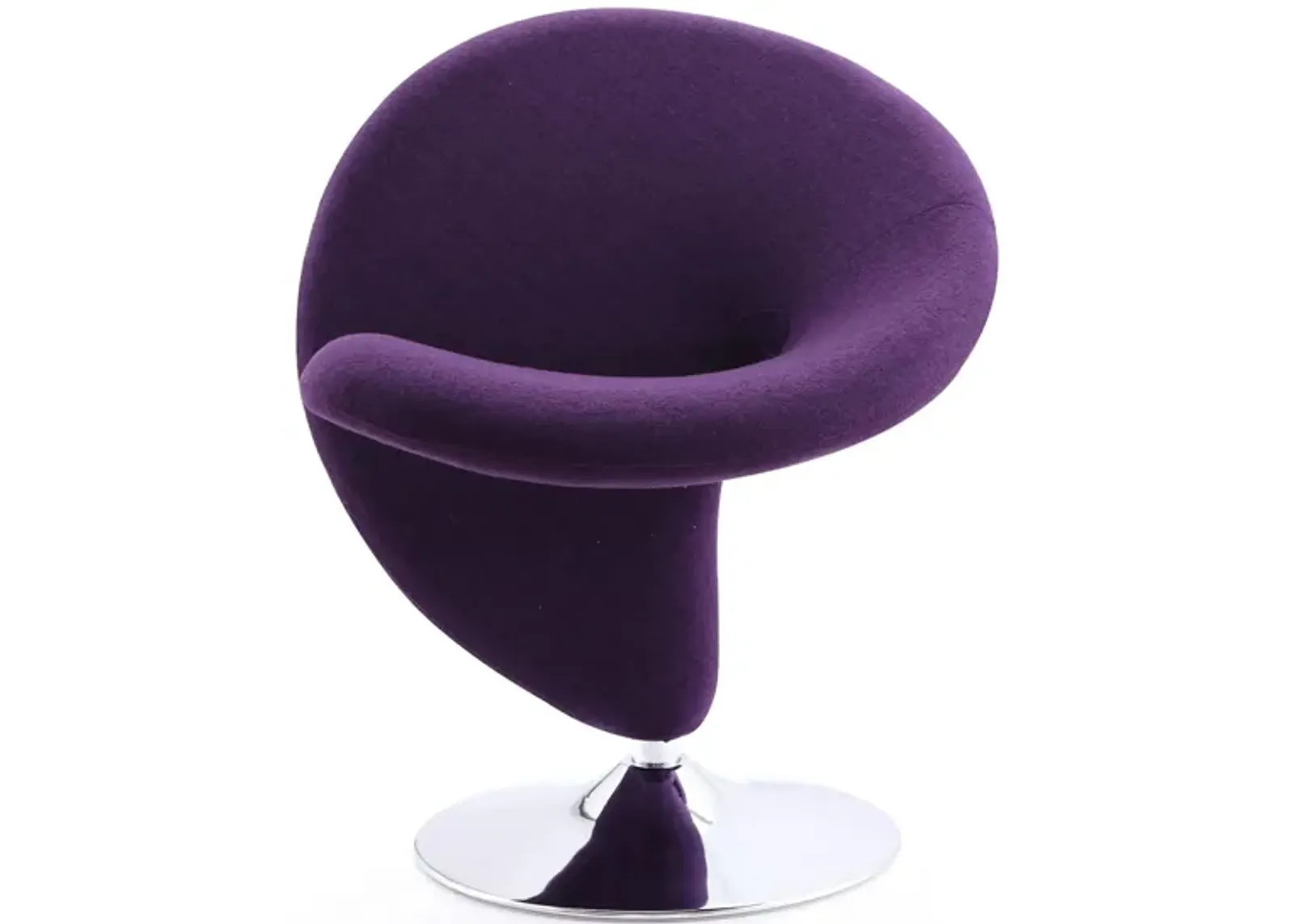 Curl Swivel Accent Chair in Purple and Polished Chrome by Manhattan Comfort