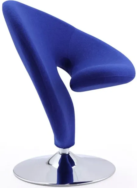Curl Swivel Accent Chair in Blue and Polished Chrome by Manhattan Comfort