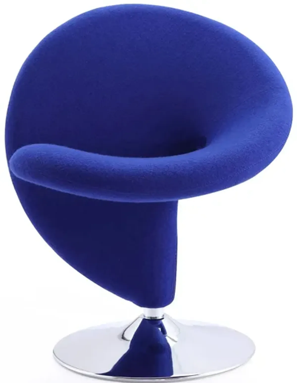 Curl Swivel Accent Chair in Blue and Polished Chrome by Manhattan Comfort