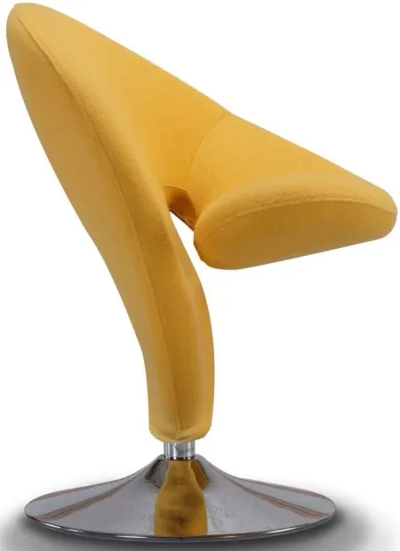 Curl Swivel Accent Chair in Yellow and Polished Chrome by Manhattan Comfort