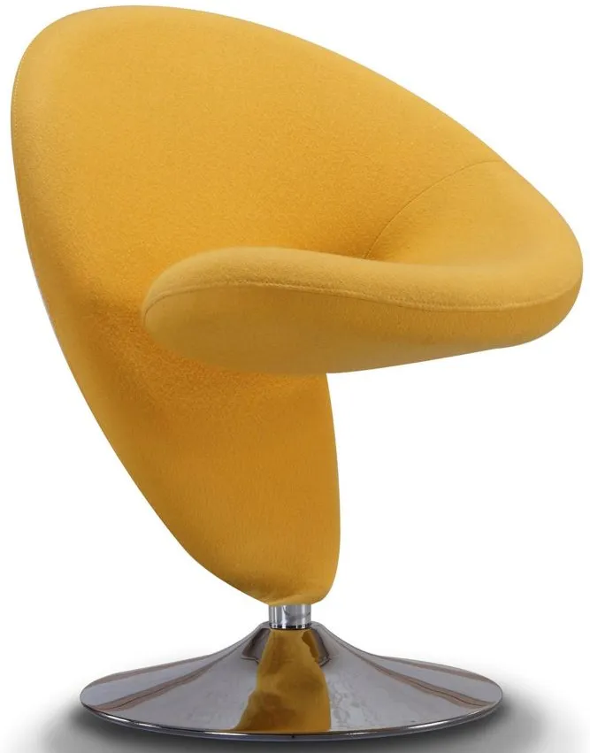 Curl Swivel Accent Chair in Yellow and Polished Chrome by Manhattan Comfort