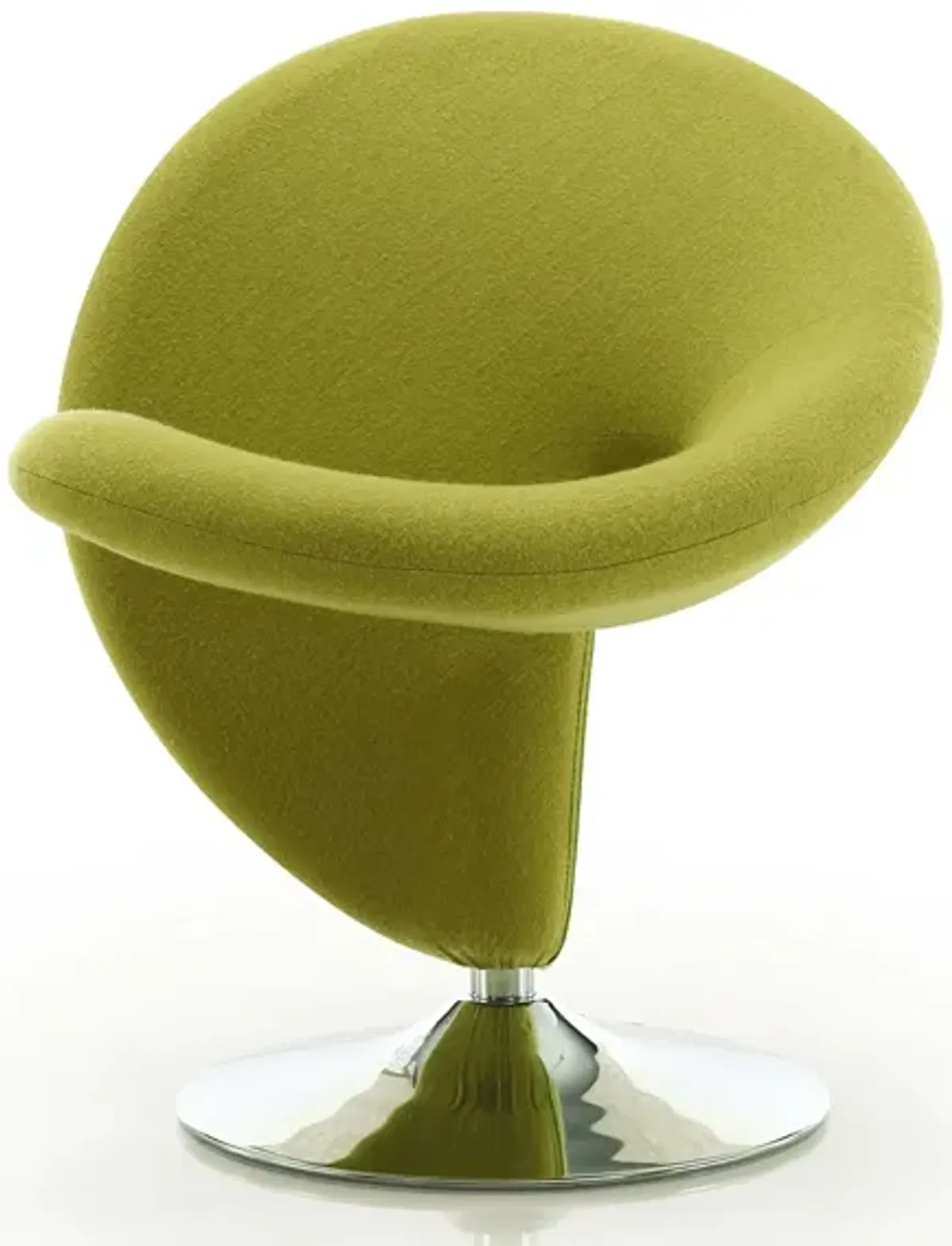 Curl Swivel Accent Chair in Green and Polished Chrome by Manhattan Comfort