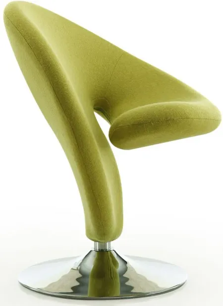 Curl Swivel Accent Chair in Green and Polished Chrome by Manhattan Comfort