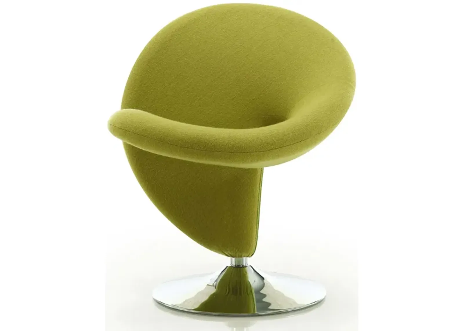 Curl Swivel Accent Chair in Green and Polished Chrome by Manhattan Comfort