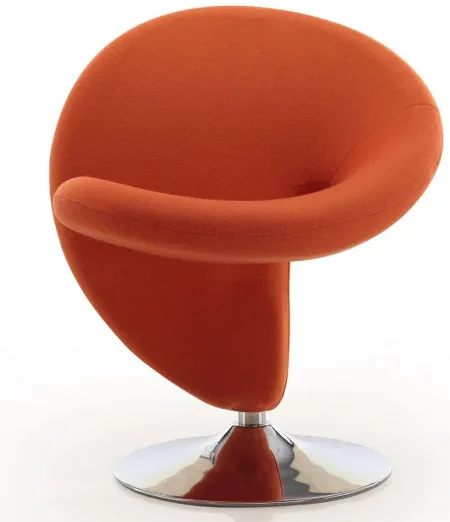 Curl Swivel Accent Chair in Orange and Polished Chrome by Manhattan Comfort